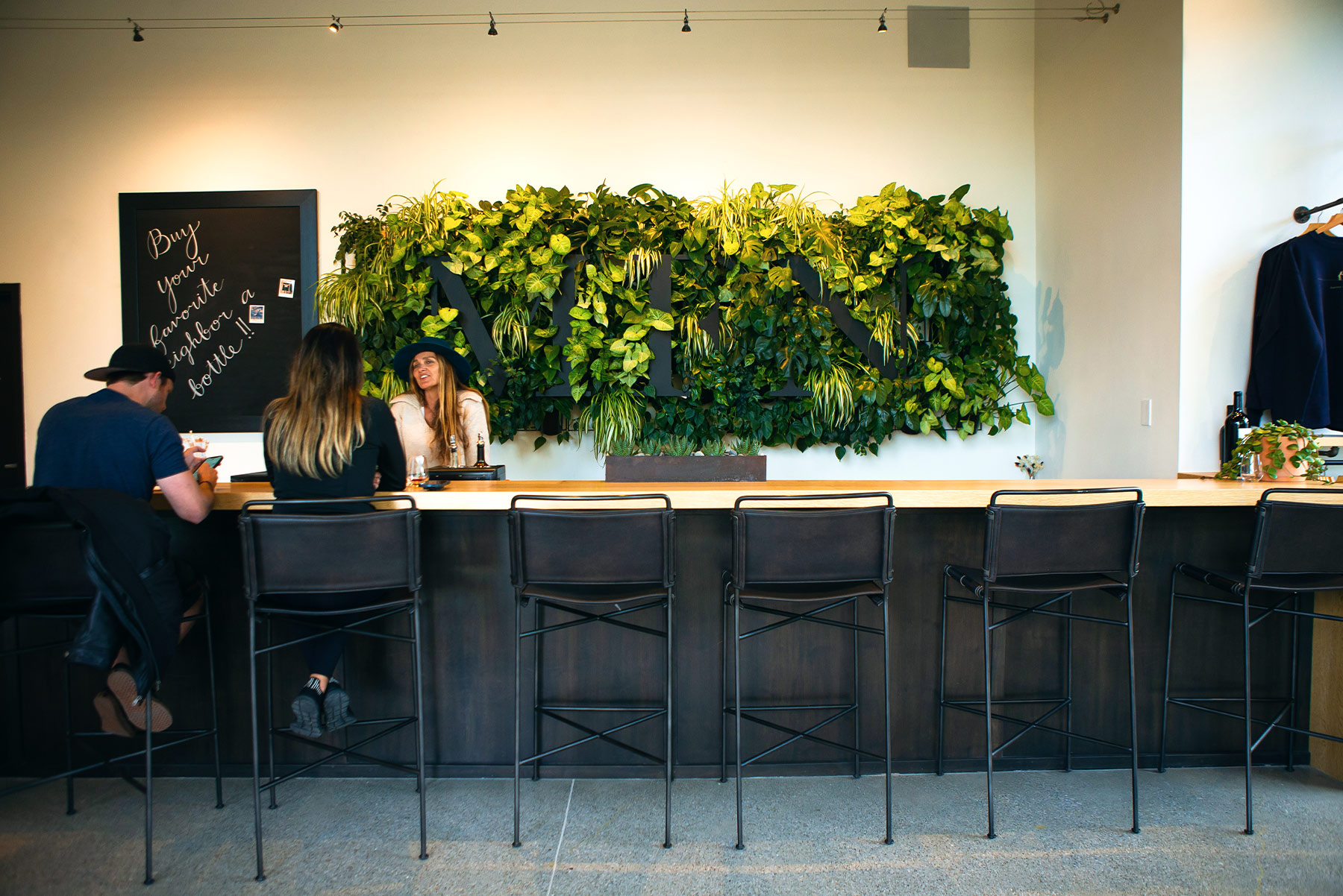 MFN Tasting Room, featuring a green wall